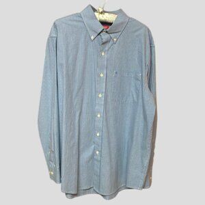 IZOD Blue Checkered Long Sleeve Button Down Shirt